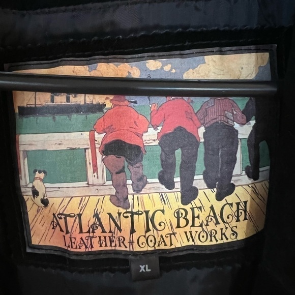 ATLANTIC Beach leather coat works black pig suede with bling faux diamond XL - Picture 13 of 13
